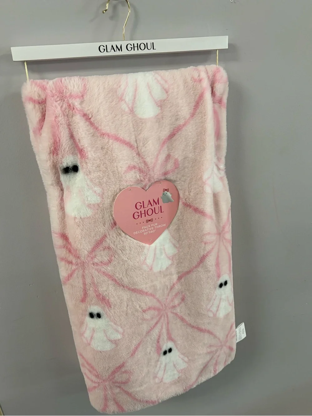 Glam Ghoul Kids Plush Pink Ghost Throw Blanket